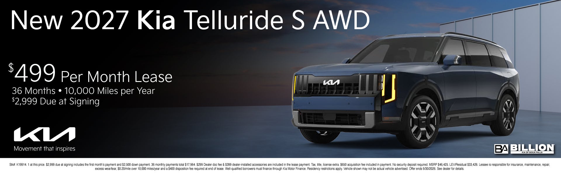 NEW 2027 KIA TELLURIDE S